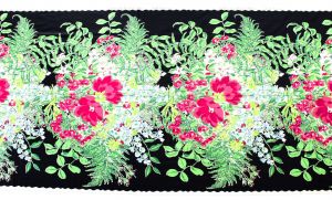 1940s Floral Chintz Fabric - 2.4 Yards x 36 Inches - Pink Blue Black Green Spring Flowers