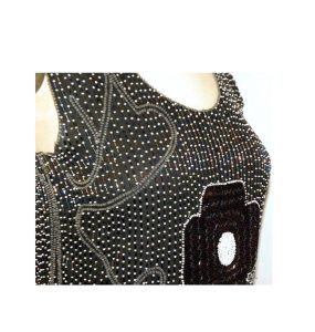 70s Beaded Silk Sleeveless Top by St. Vini Creations | Mod Glam | XXS / XS - Fashionconservatory.com