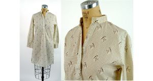 1960s Ratcatcher Equestrian shirt tunic with horse head profiles Classics by Varsity Size M