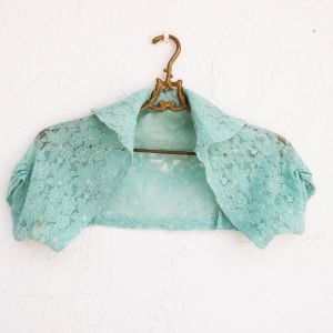 1930s XX S Mint Green Lace Shrug