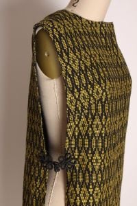 1960s Black and Yellow Geometric Print Sleeveless Pullover Tunic Dress Blouse - XS/S - Fashionconservatory.com