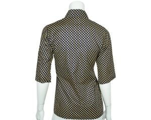 Vintage 1970s Christian Dior Boutique Shirt Blouse Printed Cotton NWOT Size M - Fashionconservatory.com