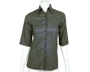 Vintage 1970s Christian Dior Boutique Shirt Blouse Printed Cotton NWOT Size M