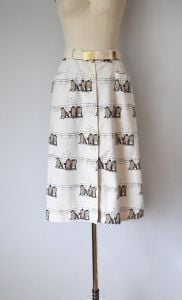 Summer 1970s novelty print skirt, 80s cotton skirt women, linen clothing for women - Fashionconservatory.com