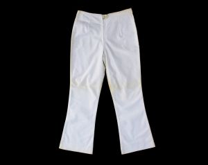 Size 4 White Clam Digger Pant - 1960s Short Cropped Casual Trousers - 60s Cotton Juniors Gidget  - Fashionconservatory.com