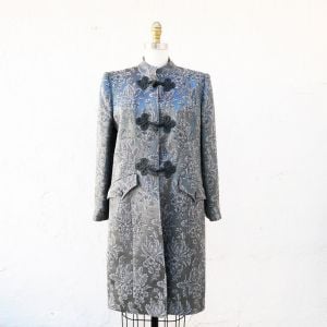 Valentino Size M Gray Brocade Evening Coat