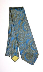 60s 70s Abstract MOD WIDE Tie |Blue Bronze Pegasus Neck Tie | Men Women | 4.25'' wide