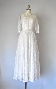 Marbella wedding gown, vintage 1950s wedding dress, white lace dress - Fashionconservatory.com