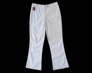 Size 4 White Clam Digger Pant - 1960s Short Cropped Casual Trousers - 60s Cotton Juniors Gidget 