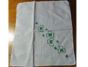 Lot of 3 Vintage Ladies White Handkerchiefs Hankies Embroidered Shamrock, Greens, Pink Flowers - Fashionconservatory.com