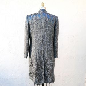 Valentino Size M Gray Brocade Evening Coat - Fashionconservatory.com