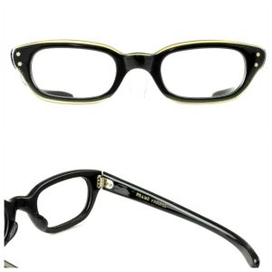 Vintage French Black Eyeglasses with Gold Trim Effect - Fashionconservatory.com