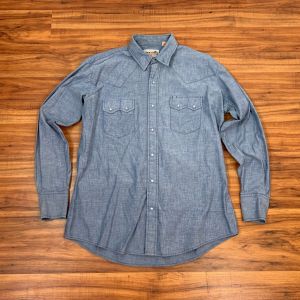 1990's Vintage Chambray Western Shirt | Stagecoach Western Wear | Size Large | Cotton | Chest 50'' 