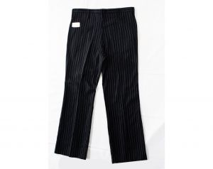 Men's Medium 1960s Gangster Pants - Navy Blue Chalk Stripe Tailored Flat Front Trouser - Al Capone - Fashionconservatory.com