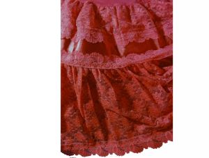 Vintage Girls Petticoat Full Circle Half Slip Red Lacy Ruffled Tiered Costume Under Skirt XS - Fashionconservatory.com