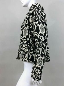 Vintage 1990s New Identity Black/White Snake Tapestry Boxy Jacket Oversized Turtle Fish | L - Fashionconservatory.com