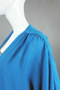M/L Vintage 1970s Blue Sheer Cocoon Duster Jacket Batwing Oversize Thin Airy 70s - Fashionconservatory.com