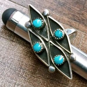 Size 5.5 Vintage 1940s NA MCM Turquoise + Sterling Silver Pinky Ring 40s - Fashionconservatory.com
