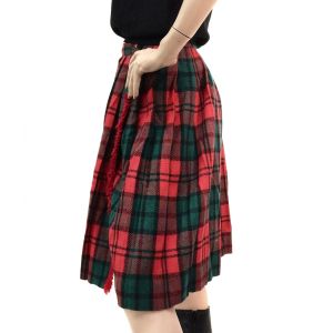 Vintage 1950s Peerless Plaid Wrap Skirt Wool Red Kilt High Waist Pleat 50s | S - Fashionconservatory.com
