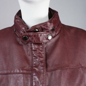 Vintage 1980s Oxblood Red Leather Cropped Bomber Jacket Coat Hidden Hood | S - Fashionconservatory.com