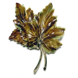 Vintage 1960s CORO Signed Maple Double Leaf Fall Autumn Enamel Large Brooch Pin