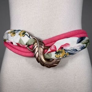 Vintage Totally 80s Pink Floral Chunky Twist Adjustable Fashion Statement Belt