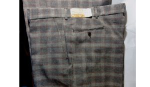 Deadstock Vintage 1970s Plaid Polyester Wide Leg Bell Bottom Slacks Pants by Sears 38 x 40 - Fashionconservatory.com