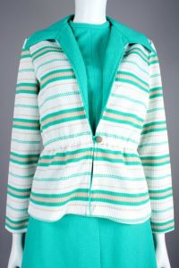 Vintage 1960s Montgomery Ward Turquoise Dress + Jacket Set Mid Century MCM 60s | XS/S - Fashionconservatory.com
