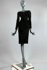 Vintage 1960s Adele Simpson Velvet Little Black Dress Long Sleeve Cocktail | S/M - Fashionconservatory.com