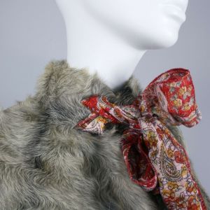 Vintage 1940s Era Gray Goat Fur Stole Shawl Cape Coat w/Strong Shoulder | OSFM - Fashionconservatory.com