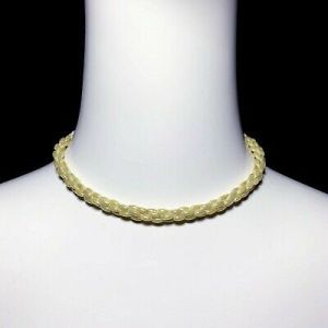 Vintage Costume Iridescent Pearl Oval Beaded Choker Necklace Simple Minimalist Elegance 15''