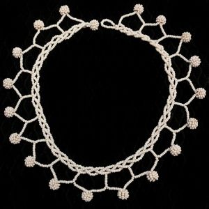 Vintage Antique Victorian Era Glass Seed Bead Lace Wedding Choker Necklace 16'' - Fashionconservatory.com