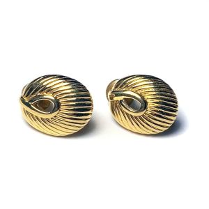 Vintage 1970s TRIFARI Simple Gold Tone Post Pierced Earrings Small Minimal Dainty - Fashionconservatory.com
