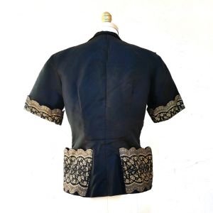 1930 Jacket or Evening Blouse, Size S, in Black and Gold - Fashionconservatory.com