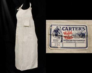 1930s Work Wear Apron Natural Cotton Canvas by H.W. Carter & Sons - Watch The Wear Union Made Label