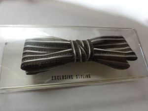 Vintage Bowtie Black Silver Gray Striped Clip On Bow Tie in Box Richman Brothers S & H - Fashionconservatory.com