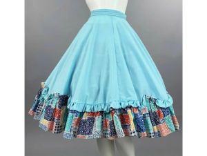 Vintage 1950s Patio Skirt Western Full Circle Cotton Swing Square Dance | S