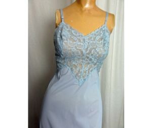 Baby Blue Vintage 1950s Slip Nylon Lingerie Nightgown Vintage Size 34 by Vanity Fair | S - Fashionconservatory.com