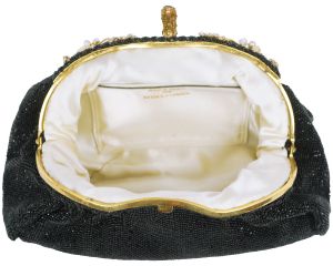 Vintage Beaded Purse Black Evening Bag Made in France - Fashionconservatory.com