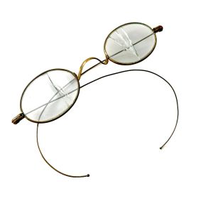 Vintage 1900s Eye Glasses Wire Frame Full Rimmed Hook Ear Steampunk Specs Mens