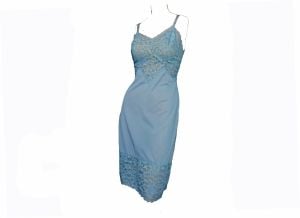 Baby Blue Vintage 1950s Slip Nylon Lingerie Nightgown Vintage Size 34 by Vanity Fair | S