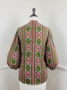 1970's Vintage Cotton Paisley Babydoll Top with Balloon Sleeves | Best fit Small to Medium - Fashionconservatory.com