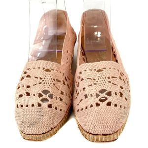 Vintage 1970s Pink Crochet Cotton Summer Mini Espadrille Shoes Spain by Castaner | 5-5.5  - Fashionconservatory.com