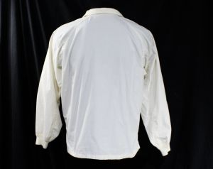 Men's Large 1950s Shirt - Nautical Beach Style White Cotton Mens 50s Casual Summer Long Sleeved Top - Fashionconservatory.com