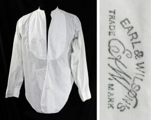 Men's Antique Tuxedo Shirt Size Medium Victorian Edwardian White Formal Penguin Breast Prince Albert