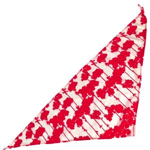 Vintage 1970s Red White Floral Vines Triangle Hair Scarf Bandanna  - Fashionconservatory.com