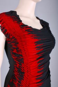 Vintage 1990s Rampage Red Black Ruched Bodycon Curvy Mini Dress Goth 90s | L - Fashionconservatory.com