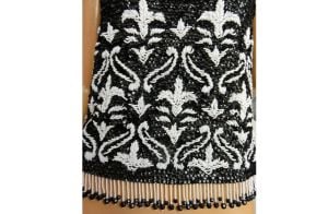 Vintage 1960s Beaded Sweater Shell/Black and White Sleeveless Tank Top w/Fringe by Mays - Fashionconservatory.com