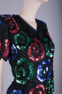 Vintage 1980s Silk Shirt Floral Sequin Top Evening Wear Formal by Stenay | S/PP - Fashionconservatory.com