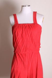 1970s Pink Terry Cloth Sleeveless Wide Strap One Piece Jumpsuit Romper - S/M/L - Fashionconservatory.com